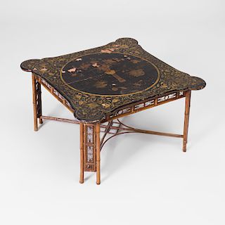 Chinese Export Black Lacquer and Parcel-Gilt Low Table