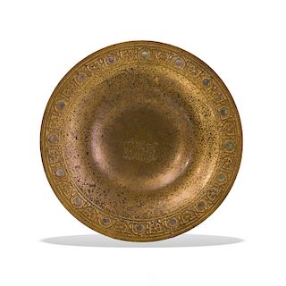 Tiffany Studios Gilt Bronze Dish Inlaid with Mother-of-Pearl