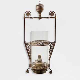 Aesthetic Movement Brass Lantern with Glass Shade