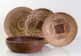 Group of Four Shallow Baskets