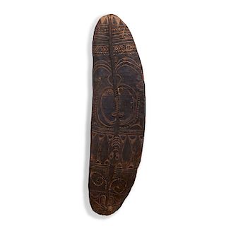 Oceanic Carved and Incised Wood Face Shield