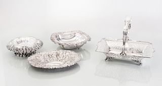Reed & Barton Silver Basket, a Gorham Silver Shaped Square Dish, and a Black Starr & Frost Compote