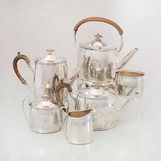 Stone Monogrammed Sterling Silver Six Piece Tea & Coffee Service