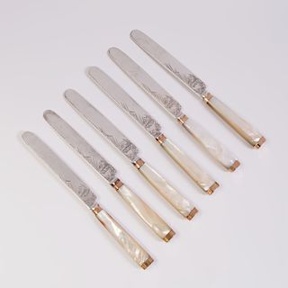 Set of Eleven George III Silver Fruit Knives with Mother-of-Pearl Handles
