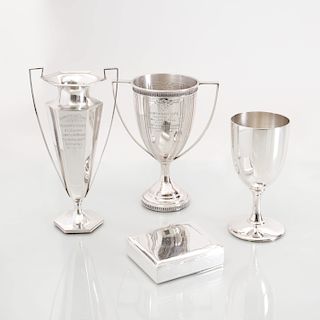 Two American Silver Trophy Cups and an American Silver Trophy Goblet