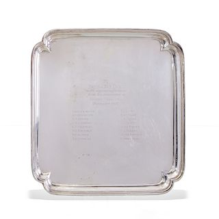 Ensko Silver Shaped Square Tray Engraved with Dedication