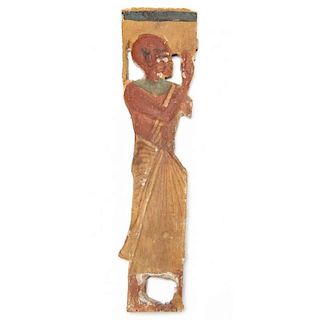 Ancient Egyptian Wood Panel Figural Fragment