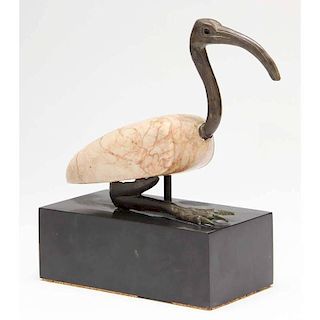 Ancient Egyptian Bronze and Marble Sacred Ibis