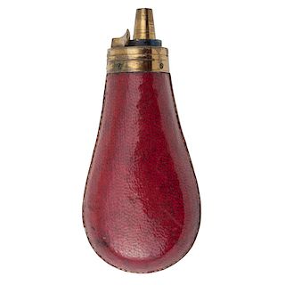 Small Red Leather Covered Powder flask