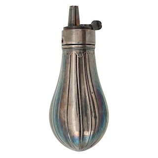 Small silver Fluted Powder flask