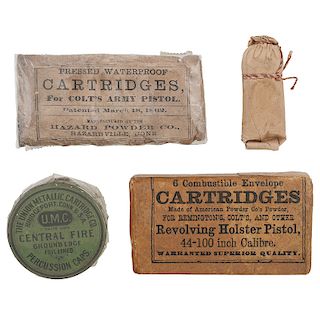 Lot Of Two Combustible Cartridge Packets, Hall Cartridge and Percussion Caps