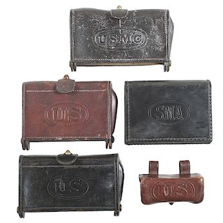 Lot of Five Leather Cartridge Boxes 