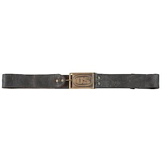 1872 Hagner Leather Belt with Rectangular US Buckle