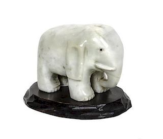 A Chinese Carved Hardstone Elephant, Width 4 1/2 inches.