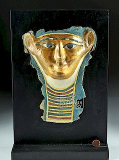 Egyptian Ptolemaic Gilded Cartonnage Sarcophagus Mask