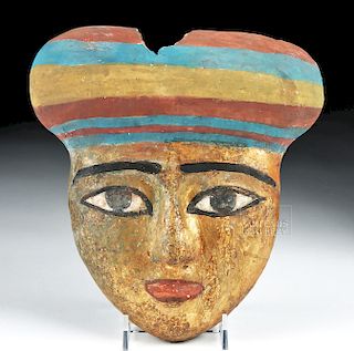 Egyptian Gilded / Painted Wood Mummy Mask
