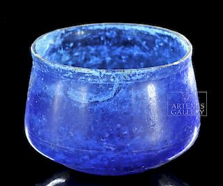 Roman Glass Cup - Carinated & Cobalt Blue