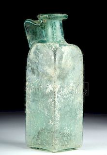Roman Glass Rectangular Bottle w/ Wide Trail Handle
