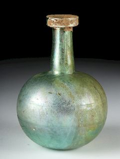 Roman Glass Flask w/ Lovely Iridescence