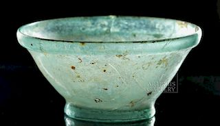 Roman Glass Footed Bowl - Gorgeous Pale Blue