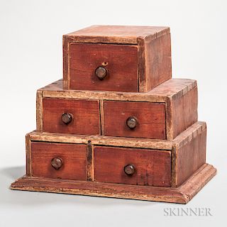 Red-painted Three-tier Spice Box