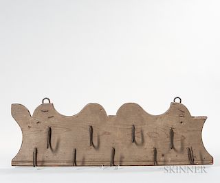 Gray-painted Pine Board of Game Hooks