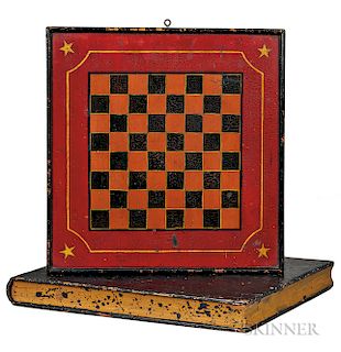 Boxed Painted Checkers/Backgammon Game Board