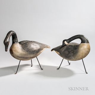 Two Carved and Painted Stacy Bryanton Standing Canada Goose Decoys