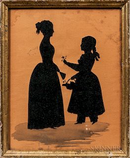 Hollow-cut Silhouette of a Mother and Daughter
