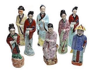A Group of Chinese Porcelain Figures, Height of tallest 12 1/4 inches.