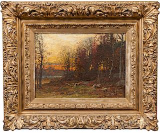 John Joseph Enneking (American, 1841-1916)  Sunset Landscape