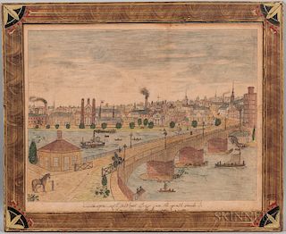 George de Bumpose (American, 19th Century)  Glasgow with Stockwell Bridge from the south bank