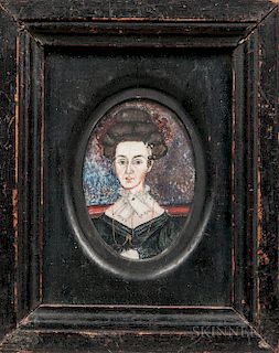 Ruth Whittier Shute (New Hampshire, 1803-1882)  Miniature Portrait of Mrs. Amasa Edes