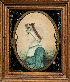 Edwin Plummer (Massachusetts, c. 1802-1880)  Portrait of a Woman in a White Bonnet