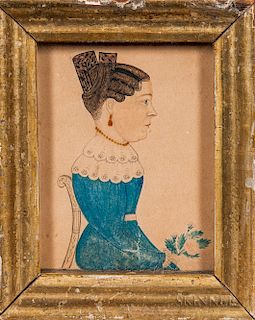 J.M. Crowley (American, 19th Century)  Miniature Profile Portrait of a Woman in a Chair