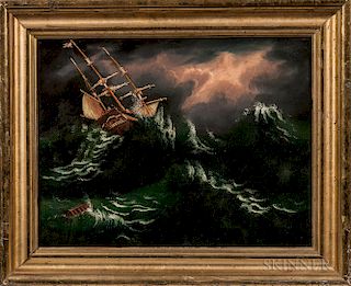 Thomas Chambers (New York/England, 1808-1869)  Ship on Stormy Seas