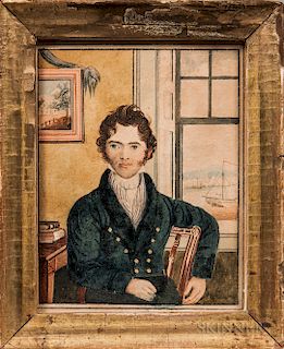 Attributed to Joseph Partridge (Rhode Island/England, b. 1792)  Portrait of Isaac Cowell