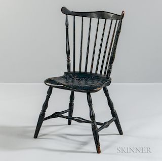 Blue-painted Fan-back Windsor Side Chair