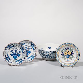 Three Delft Plates and a Punch Bowl