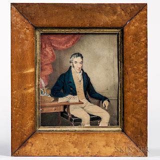 American School, Early 19th Century  Portrait of a Man Seated at a Desk