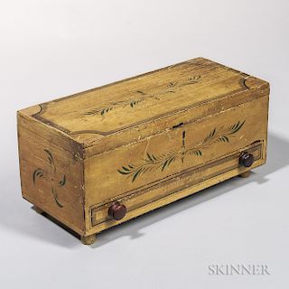 Yellow-painted Box with Single Drawer