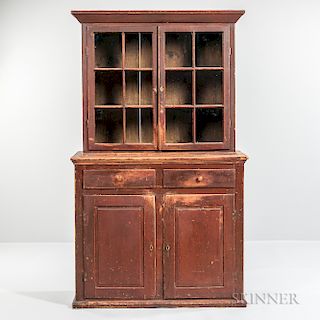 Red-painted Glazed Cupboard