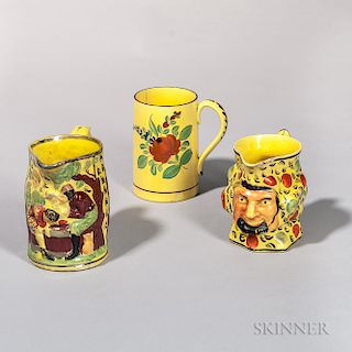 Three Pieces of Yellow-glazed Earthenware