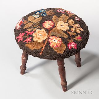 Floral Upholstered Round Stool