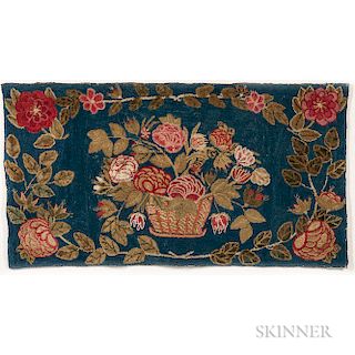 Yarn-sewn Rug with Basket of Flowers