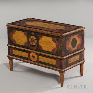 Small Geometric Paint-decorated Blanket Chest