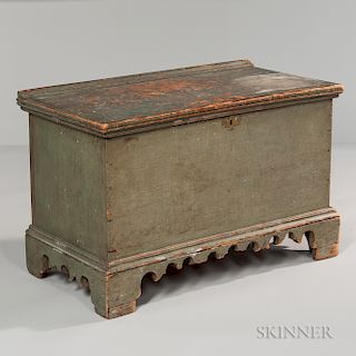 Small Light Green/blue-painted Pine Blanket Box