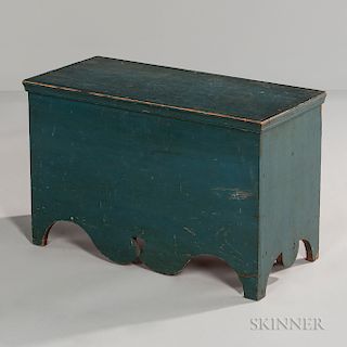 Small Blue-painted Pine Six-board Chest