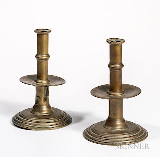 Pair of Brass Circular-base Candlesticks