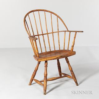 Mustard-painted Bow-back Windsor Armchair